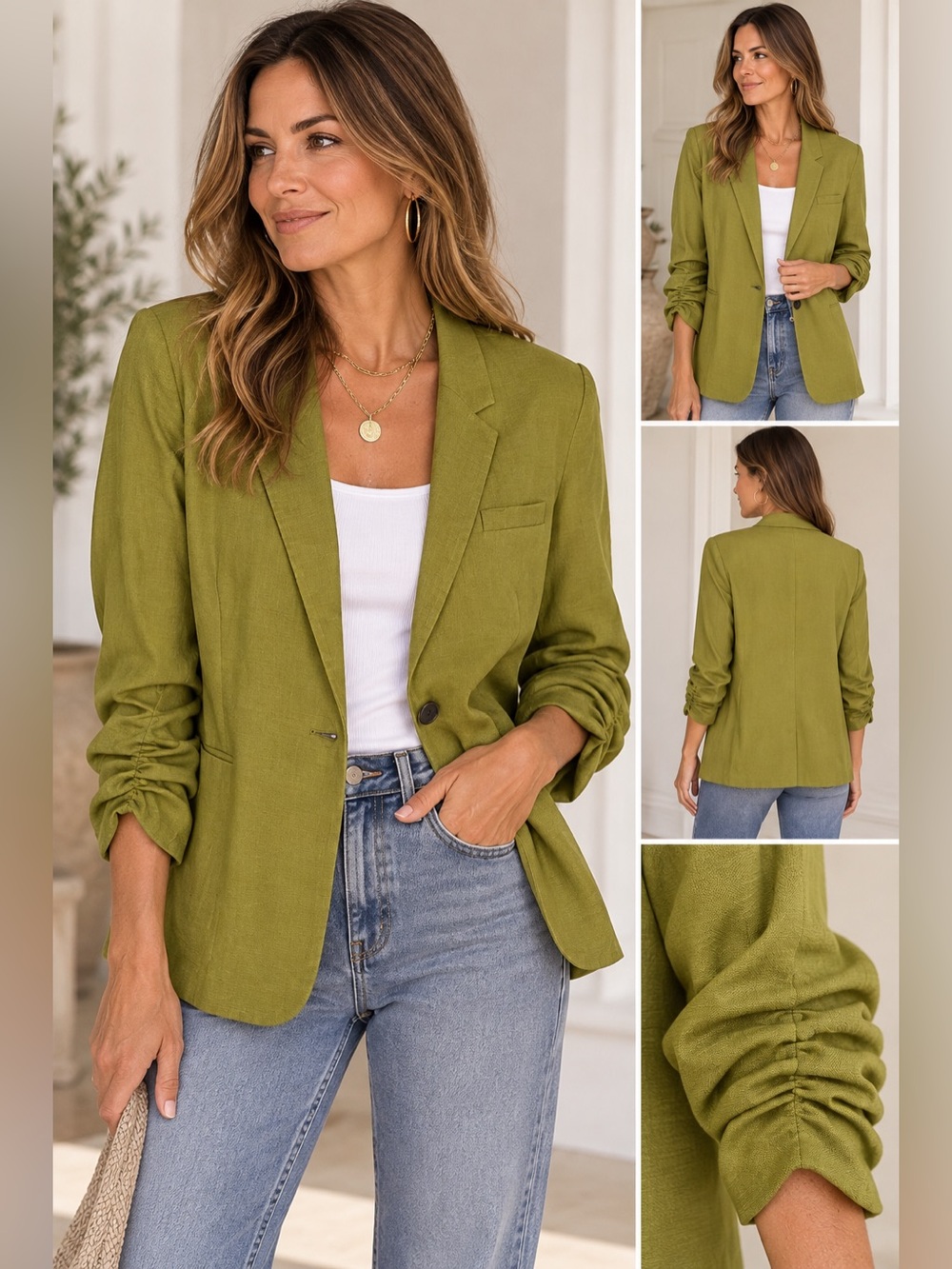 Topshop Olive Blazer Lyocell Blend Size 8